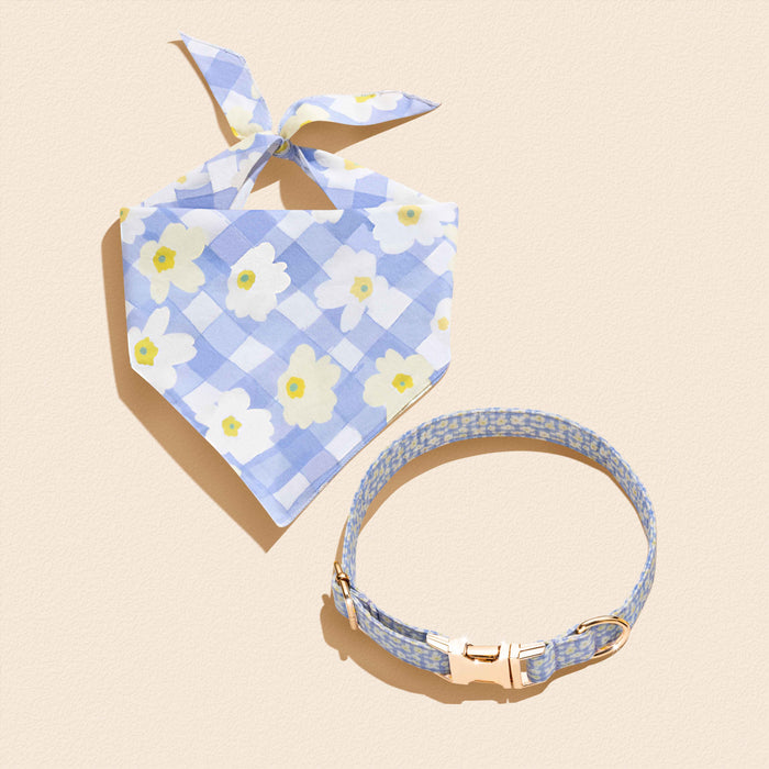 Lilac Gingham - Matching Collar and Bandana Set