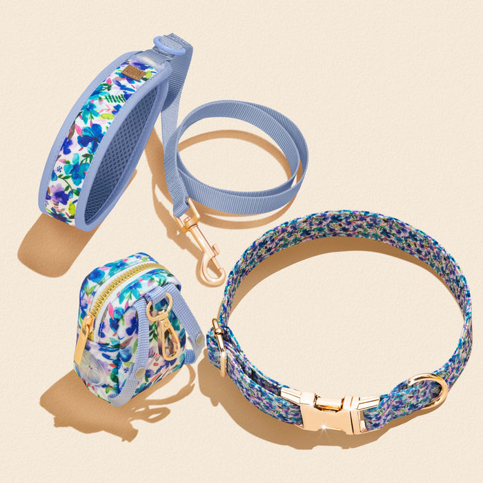 Blue Hibiscus Florals Dog Leash